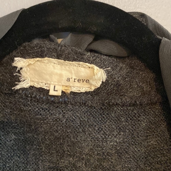 A'reve Longline angora blend button Front Cardigan with Crochet Detail size L - Picture 3 of 6